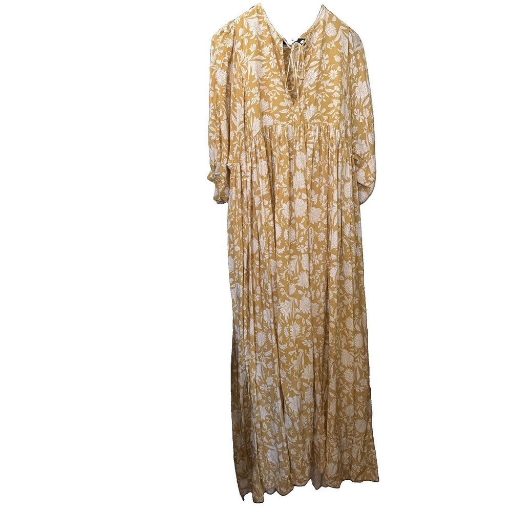 Woman’s Daughters of India Kyra Maxi Dress XL Yellow White